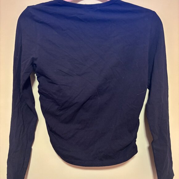 NWOT Ardene Black Ruched Long Sleeve Top - Picture 2 of 4